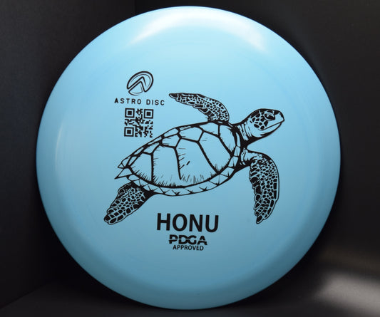 Honu - blue with a black stamp.